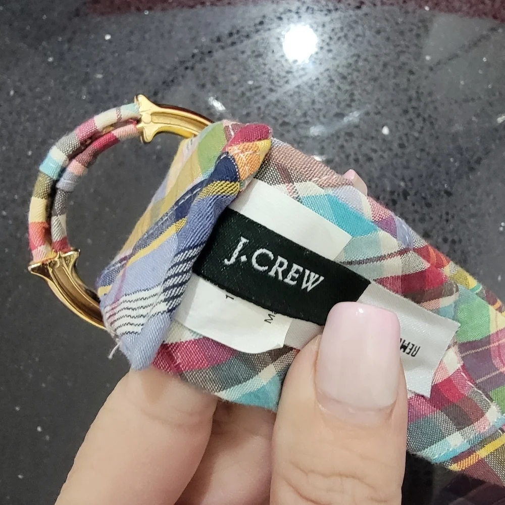 J.Crew Cotton Madras Plaid Fabric Belt with Gold Buckle - Picture 4 of 4